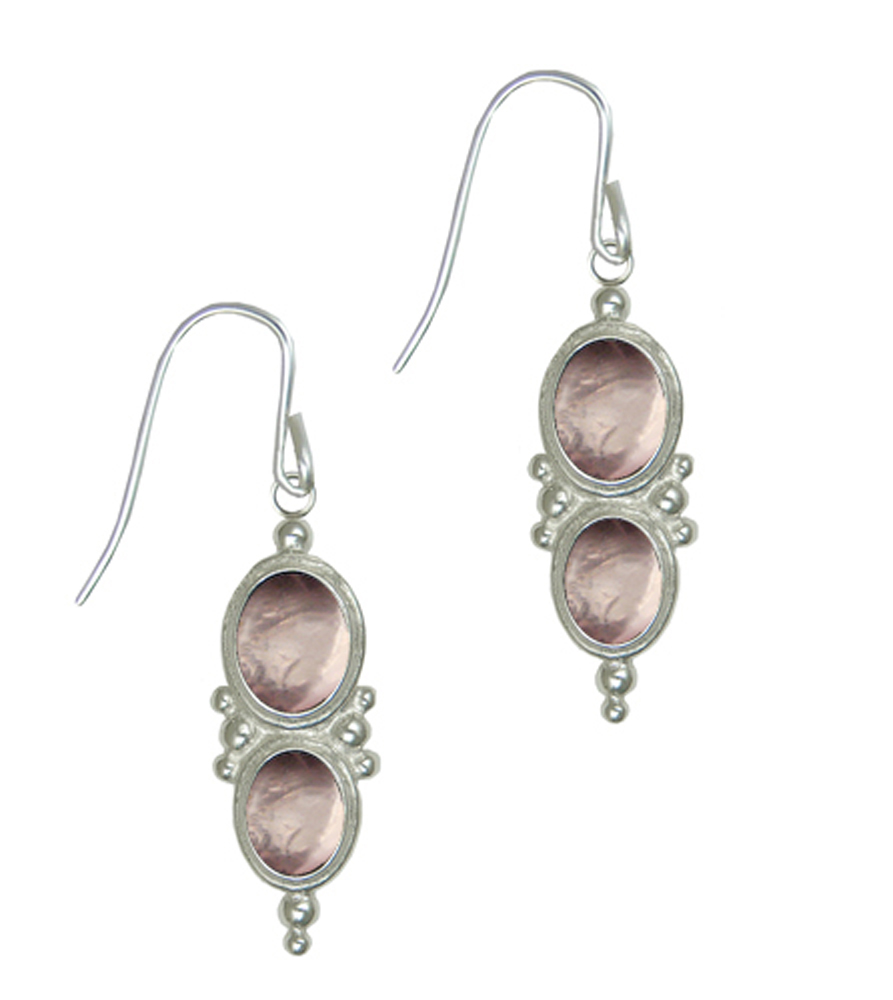 Sterling Silver Drop Dangle Earrings With Rose Quartz